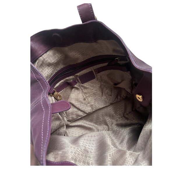 Cole Haan Purple Leather Bag Gold Accents - Picture 6 of 11
